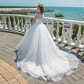 preiswerte Kleider für die Blumenmädchen-kinderkleidung Mädchen Kleid für die Erstkommunion Party Kleid Feste Farbe Ärmellos Langarm Leistung Hochzeit Party Gitter Prinzessin Süß Gitter Mitte der Wade Etuikleid Tüll-Kleid Sommer Frühling