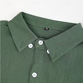 economico Strada-Per uomo Camicia camicia di lino Camicia estiva Camicia da spiaggia Tinta unica Esterno Da mare Nero Verde Cachi Grigio Manica lunga Collo ripiegabile Primavera &amp; Autunno Abbigliamento Bottone giù