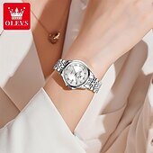 levne Quartz hodinky-olevs značka olevs dámská móda mechanické hodinky svítící kalendář módní trend římský ciferník quartz hodinky jednoduché volnočasové voděodolné sportovní dámské náramkové hodinky drahokamy