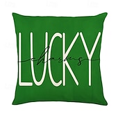 billiga Kuddfodral för semester-dekorativa slängkuddar fodral saint patrick&#039;s day 1 st shamrock mjukt fyrkantigt kuddfodral örngott för sovrum vardagsrum soffa soffstol