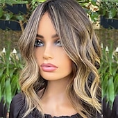 voordelige Pruiken van echt haar, met kanten voorzijde-Remy mensenhaar 5x5 Sluiting 4x13 Sluiting Pruik Korte bob Braziliaans haar Golvend Meerkleurig Pruik 130% 150% Haardichtheid Ombre-haar Haar met highlights / balayage Natuurlijke haarlijn lijmloze