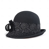 olcso Partikalapok-kalapok 100% gyapjú tányér / cloche kalap vödör sapka cilinder tea party elegáns esküvő csipke szalagokkal fejdísz fejfedő