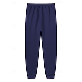 cheap Joggers-Men's Fleece Pants Sweatpants Joggers Winter Pants Trousers Pocket Drawstring Elastic Waist Plain Comfort Warm Sports Outdoor Daily Fashion Casual Black Navy Blue Micro-elastic
