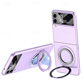 お買い得  サムスン用ケース-電話 ケース 用途 サムスンのギャラクシー Z Flip 3 バックカバー スタンド付き 耐衝撃 レトロ風 強化ガラス PC