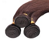 economico 3 ciocche di capelli veri tessitura-capelli brasiliani capelli umani 2# colore castano scuro capelli lisci fasci 3 fasci