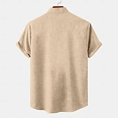 tanie Klasyczny-Męskie lniana koszula Zapinana na guziki koszula koszule w stylu retro Koszula w stylu vintage Koszula etniczna Urlop Dzienne zużycie Żółty Krótki rękaw Koszule z kołnierzykiem Lato Wiosna Odzież