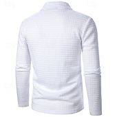 olcso Vakáció-Férfi Gofris pólóingek Quarter Zip Polo Napi Szabadság Negyed irányítószám Hosszú ujj Divat Modern Sima Tavasz Ősz Normál Fekete Fehér Bor Sötétkék Khakizöld Katonai zöld Gofris pólóingek