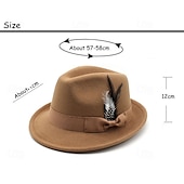 cheap Fedora Hat-Men&#039;s Kentucky Derby Hat Sun Hat Cowboy Hat Fedora Trilby Hat Black Red Woolen Vintage Style Fashion 18th Century State of Texas Daily Theme Party Solid / Plain Color Sunscreen Cosplay