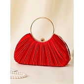 ieftine Nuntă ACC-clutch elegant din catifea plisata verde cu maner inel auriu - geanta de seara de dama, perfecta pentru nunti, petreceri si evenimente formale