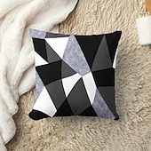 baratos estilo geométrico-Capa de almofada decorativa com padrão argyle 1 peça, capa de almofada quadrada macia, fronha para quarto, sala de estar, sofá, cadeira, preto, cinza, branco, vermelho, verde
