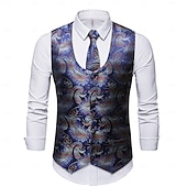 levne oblečení-Retro Řvoucí 20s 20. léta 20. století Kamizelka Vesta Velký Gatsby Gentleman Kašmírový vzor Retro Maškarní kostým Pánské Vánoce předvečer Všech svatých Karneval Výkon loučení se svobodou nevěsty
