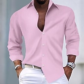 economico camicie casual da uomo-Per uomo Camicia Camicia estiva Maglietta informale Camicia a righe Camicia con bottoni Nero Verde chiaro Rosa Rosso Blu reale Manica lunga Banda Colletto Da mare Giornaliero Abbigliamento Di
