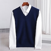 voordelige Heren Elite Truien &amp; Cardigans-Voor heren Trui vest breien Effen Kleur V-hals Gebreid Elegant Buiten Huis Kleding Lente Herfst Rode Wijn Zwart S M L