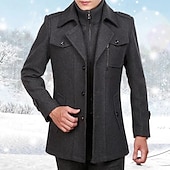abordables Gabardina para hombre-Hombre Abrigo de invierno Abrigo de lana Sobretodo Abrigo corto Exterior Trabajo Otoño invierno Lana Resistente al Viento Templado Ropa de calle Ropa Brasieres Esencial Color sólido Cuello enrollado