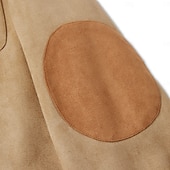 billige Faux suede jakker-Herre Vindtett jakke Imitert semsket jakke Brun semsket jakke Fritid / hverdag Vindtett jakke Lapper Lomme Vinter Vår &amp; Vinter Helfarge Årgang Mote Skjortekrage Normal Navyblå Kakifarget Militærgrønn
