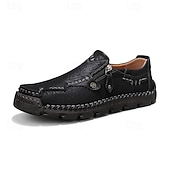 preiswerte Herrenpantoletten &amp; -slipper-Braune Slipper aus Kunstleder für Herren mit seitlichem Reißverschluss und handgenähten Details – bequeme Freizeitschuhe für die Arbeit, Reisen und den Alltag
