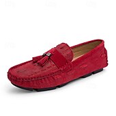 economico Slip-ons e mocassini da uomo-mocassini da uomo in finta pelle scamosciata marrone con dettaglio nappa e motivo in rilievo | comodi ed eleganti per l&#039;uso quotidiano