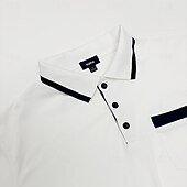 cheap Men's Classic Polo-Men's Polo Shirts Golf Shirt Business Formal Lapel Short Sleeve Basic Comfortable Color Block Patchwork Front Pocket Summer Spring Regular Fit Light Blue White Navy Blue Polo Shirts