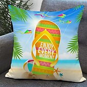 お買い得  ホリデークッションカバー-ビーチ 夏 装飾 クッションカバー 4個入り 柔らかい 正方形 クッションケース 枕カバー 寝室 リビングルーム ソファ カウチ 椅子用