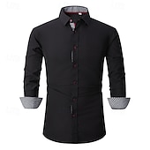 economico Camicie eleganti da uomo-Per uomo Camicie Camicia con bottoni Color Block Matrimonio Esterno Nero Bianco Vino Blu marino scuro Manica lunga Colletto alla francese Estate Primavera Abbigliamento