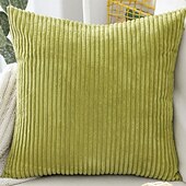 abordables Coussins tendances-Housse d&#039;oreiller nordique en velours côtelé, couleur unie, douce, sans noyau, pour le bureau, la maison, le salon, le canapé, vert, orange, rose, bleu