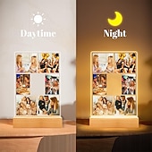 abordables Cadeaux personnalisés-Lampe photo personnalisée, veilleuse acrylique photo personnalisée, alimentée par USB, blanc chaud, ajoutez votre image, parfaite pour la Saint-Valentin, les amoureux, les anniversaires, les petits amis, les petites amies et la famille
