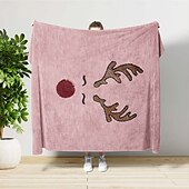 お買い得  ベッドブランケット-トナカイ柄のブランケット フランネル 柔らかくて心地よい冬のホリデー スローブランケット。ソファベッドの装飾に最適。