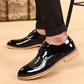 baratos Formal-Sapatos oxford masculinos de couro sintético envernizado branco com padrão de crocodilo e sola de madeira - calçados formais elegantes para casamentos e eventos especiais