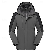 abordables Softshell, polares y chaquetas de montaña-Hombre Chaqueta Softshell Chaqueta para senderismo Invierno Al aire libre Bloque de color Resistente al Viento Resistente al Agua Chaquetas 3-en-1 Chaquetas de Lana Chaqueta cortavientos Viaje Negro