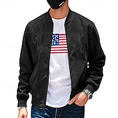 baratos Jaquetas de Suede Sintético-Homens jaqueta leve Jaqueta Bomber Jaqueta Carga Jaqueta de Transição Férias Diário Manter Quente Bolsos Outono &amp; inverno Tecido Moda Clássico Colarinho Chinês Padrão Preto Azul Marinha Azul Marron