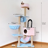 cheap Cat Trees-61 Inches Cat Tree/Cat Tree House and Towers for Large Cat/Cat Climbing Tree with Cat Condo/Cat Tree Scratching Post/Perches/Hammock, Multi-Level Large Cat Tree