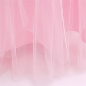 baratos Vestidos floridos-Vestido para Meninas das Flores Crianças Para Meninas Vestido de princesa Espetáculo Casamento Festa Elegante Lindo Com Transparência Côr Sólida Sem Manga Gola Redonda Branco Rosa 4 anos +