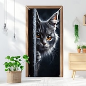 cheap Door Covers-Cute Cats Door Decorations Door Covers Animal Hide and Seek Door Tapestry Door Curtain Decoration Backdrop Indoor/Outdoor Door Banner for Front Door Farmhouse Peekaboo