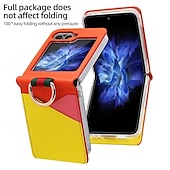 Χαμηλού Κόστους Samsung Θήκη-τηλέφωνο tok Για Samsung Galaxy Z Flip 6 Z Flip 5 Z Flip 4 Z Flip 3 Πίσω Κάλυμμα Υποδοχή κάρτας Δαχτυλίδι πόρπη Ανθεκτική σε πτώσεις Ρετρό TPU PU δέρμα
