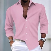 economico camicie casual da uomo-Per uomo Camicia Camicia estiva Maglietta informale Camicia a righe Camicia con bottoni Nero Verde chiaro Rosa Rosso Blu reale Manica lunga Banda Colletto Da mare Giornaliero Abbigliamento Di