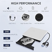 economico Cavi e adattatori-Unità CD/DVD esterna - Masterizzatore lettore portatile USB 3.0 e Type-C per laptop compatibile con MacBook Pro/Air iMac Windows 7/8/10/XP/Vista