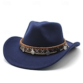 cheap Fedora Hat-Men&#039;s Kentucky Derby Hat Sun Hat Cowboy Hat Fedora Trilby Hat Black Wine Woolen Vintage Style Fashion 18th Century State of Texas Daily Theme Party Solid / Plain Color Sunscreen Cosplay
