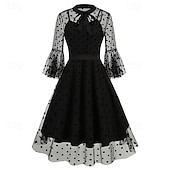 levne Šaty-Elegantní Retro 50. léta Šaty Maškarní Výšivka Květiny Dámské Karneval Nový rok Plesová maškaráda Běžné / Denní loučení se svobodou nevěsty Dospělé Šaty