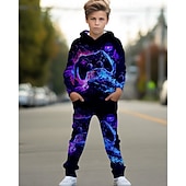 cheap Boy&#039;s 3D Sports &amp; Game-Boys 3D Graphic Game Hoodie &amp; Sweatpants Set Sports Suit Tracksuits Long Sleeve Spring Fall Daily Basic Casual Kids 4-12 Years Hooded Outdoor Vacation Sports Tailored Fit