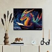 billiga LED Vägg Art-drakeläsning led canvas väggkonst målat glas utskrift led upplyst väggdekor 2aa batteridriven upplyst canvas tryck led ljus kök sovrum eller heminredning