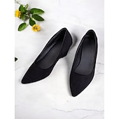 abordables Block Heels-escarpins compensés à bout pointu en faux suède noir pour femmes - chaussures élégantes et confortables pour le bureau et les événements formels