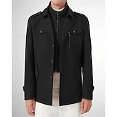 baratos Trench coat masculino-Homens Jaqueta de inverno gótica Peacoat Férias Diário Outono &amp; inverno Poliéster Térmico / Quente Vestível agasalhos Roupa Moda Clássico Tecido Bolsos Lapela Não Trespassado