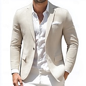 economico Blazer Classici da Uomo-Per uomo Giacca blazer Ufficio Casual Quotidiano Moda Quotidiano Tutte le stagioni Poliestere Tinta unita Base Monopetto Un Bottone Giacca Nero Blu marino Azzurro cielo Kaki