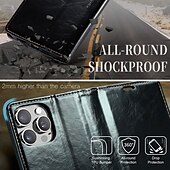 billige iPhone-etuier-telefon Etui Til iPhone 16 15 14 Pro Max Plus iPhone 13 12 11 Pro Max Flip deksel med stativ Magnetisk Kortspor Kontor / Bedrift TPU PU lær