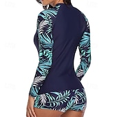 halpa Ihottumavartiot-Naisten Rashguard-uimapuku UV-aurinkosuojaus UPF50+ Kevyt Pitkähihainen Spandex Uima-asut Uimapuku 2-osainen Uinti Lainelautailu Hiekkaranta Vesiurheilu Kukat Kesä Kevät Syksy