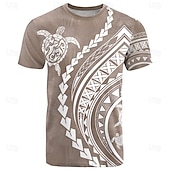 preiswerte Camisetas tropicales de vacaciones-Herren Schildkröte Maorisch T Shirt Kurzarm T-Shirt 3D-Druck Rundhalsausschnitt Hemd Modisch Ethnisch Strasse Täglich Khaki Sommer Frühling Bekleidung S M L XL XXL XXXL