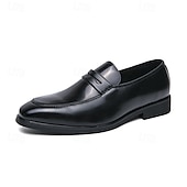 cheap Semi-Formal-Men&#039;s Black and White Faux Leather Loafers with Cut-Out Strap Detail - Elegant Slip-On Shoes for Formal and Business Attire