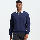 billiga Herrarnas Elite Huvtröjor &amp; Sweatshirts-Herr Polo sweatshirt Aprikos Svart Gul Rubinrött Marinblå Polokrage Slät Ledigt Dagligen Sport icke-tryck Häftig Ledigt Fleeced Vår &amp; Höst Kläder Pull Tröjor Långärmad
