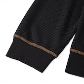 billiga Våffelstickad t-shirt-Herr Våffeltröja T-shirt Våffelstickad t-shirt Långärmad Rund hals Sommar Vår Höst Ensfärgat Stickat Mode Dagligen Färgblock Formell Utomhus Hem Svart Grön Topp t-shirt för män
