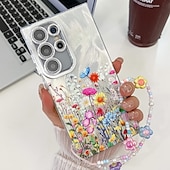 Недорогие Чехлы для Samsung-телефон Кейс для Назначение SSamsung Galaxy S24 Ultra S24 Plus S24 S24 ФЭ S23 Ultra А55 А35 А25 А15 5Г A54 S25 Ультра Кейс на заднюю панель с ремешком на запястье Защита от удара Ретро ТПУ ПК